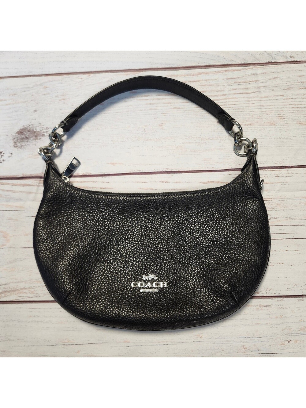 Coach Mini Payton Shoulder Bag Pebbled Leather Black Size Small